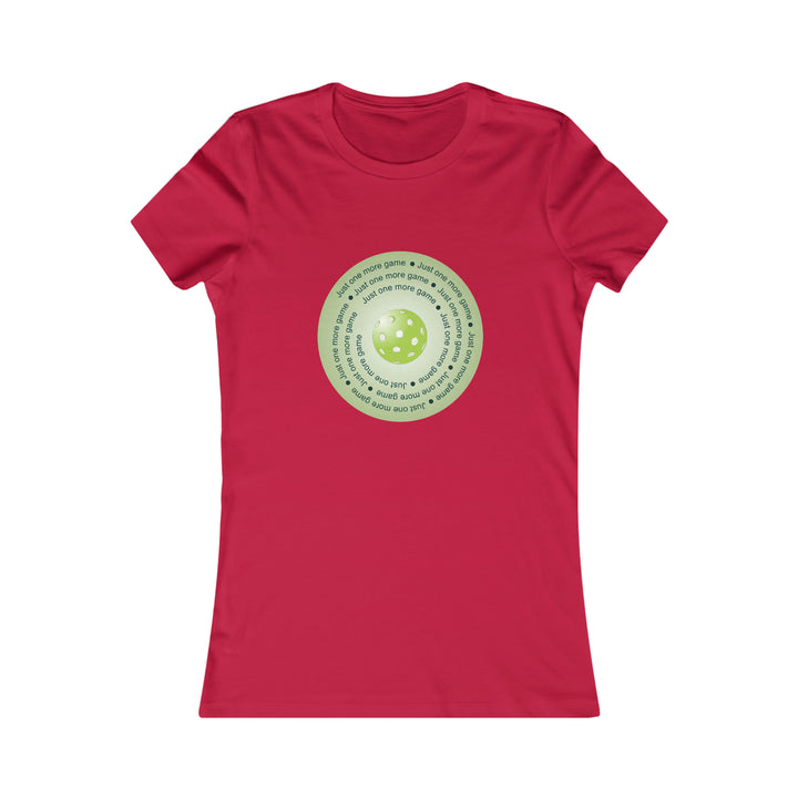 Just One More Game-Green Women's Slim-Fit Premium Cotton T-Shirt - Great Pickleball Stuff