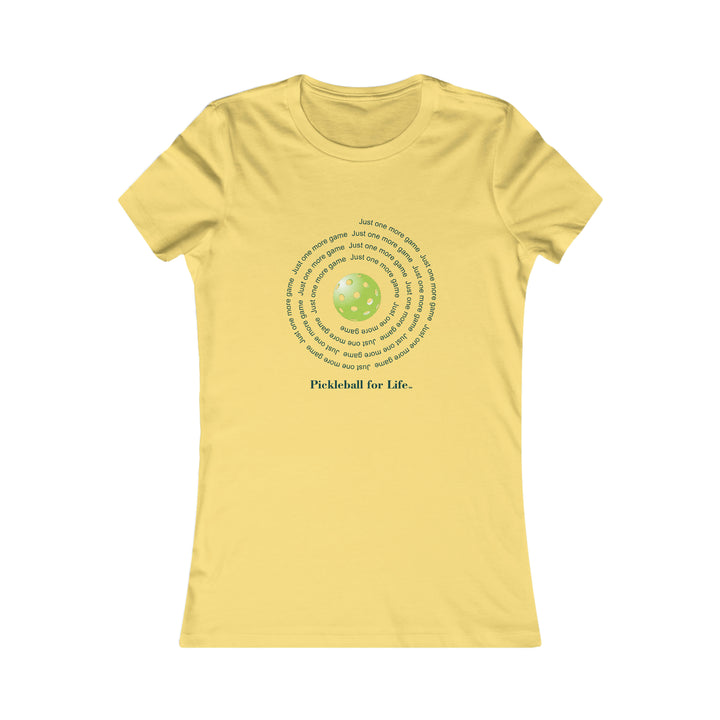 Just One More Game-Spiral Women's Slim-Fit Premium Cotton T-Shirt - Great Pickleball Stuff