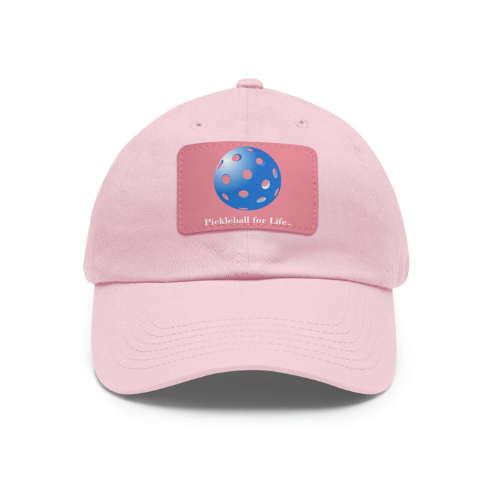 Pickleball for Life-Blue Baseball Cap with Leather Patch - Great Pickleball Stuff