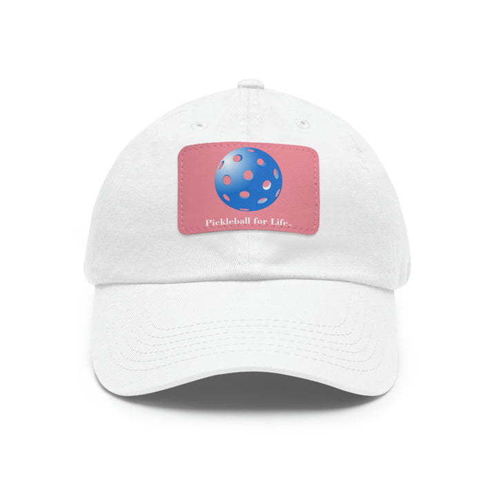 Pickleball for Life-Blue Baseball Cap with Leather Patch - Great Pickleball Stuff