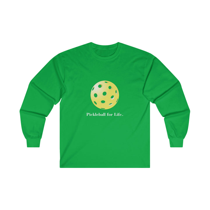 Pickleball for Life-Yellow Ultra Cotton Long Sleeve Tee - Great Pickleball Stuff