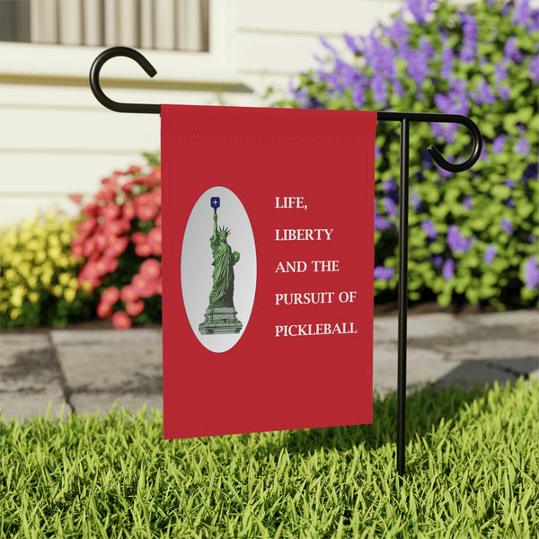 Life, Liberty & the Pursuit of Pickleball Garden & House Banner (Red)-Great Pickleball Stuff