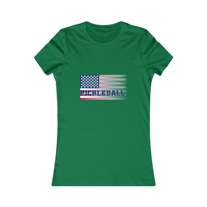 Pickleball Flag (Faded) Women's Slim-Fit Premium Cotton T-Shirt - Great Pickleball Stuff