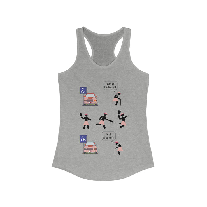 Got'em! (Old Woman) Women's Racerback Tank - Great Pickleball Stuff