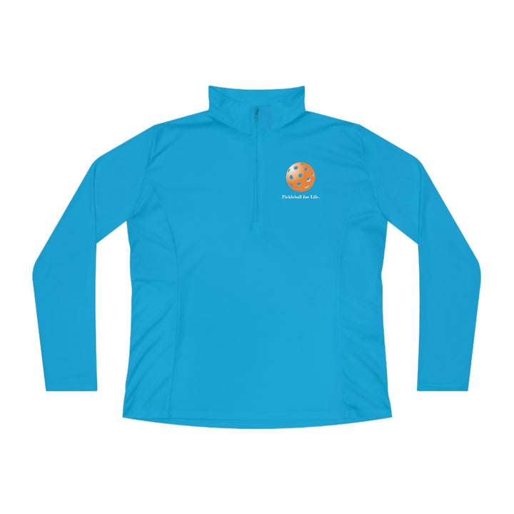 Pickleball for Life-Orange Women's Moisture-Wicking Quarter-Zip Pullover - Great Pickleball Stuff