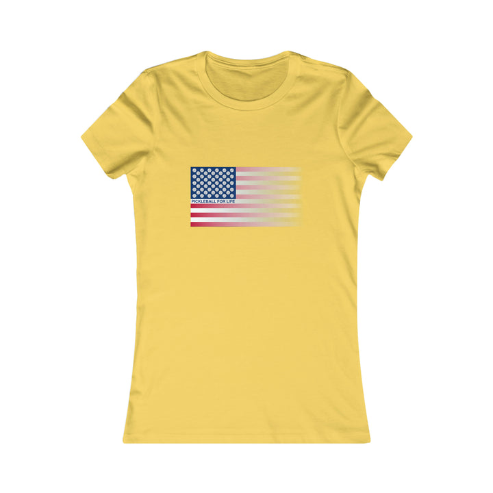 Pickleball for Life Flag (Faded) Women's Slim-Fit Premium Cotton T-Shirt - Great Pickleball Stuff