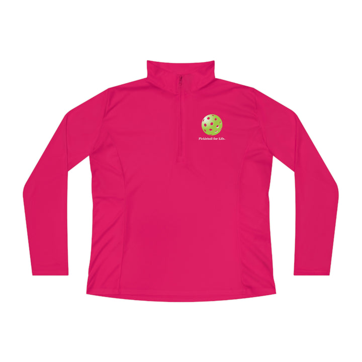 Pickleball for Life-Green Women's Moisture-Wicking Quarter-Zip Pullover - Great Pickleball Stuff