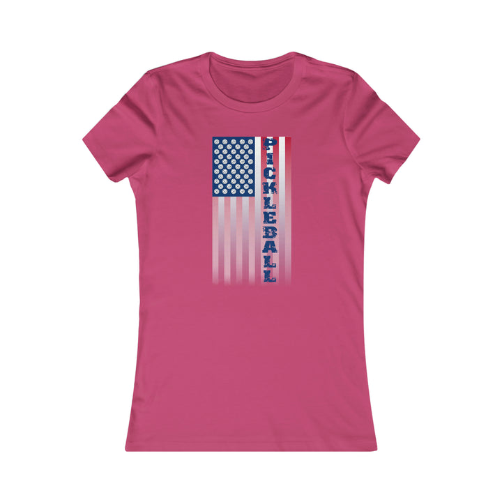 Pickleball Flag Vertical-2 (Faded) Women's Slim-Fit Premium Cotton T-Shirt - Great Pickleball Stuff