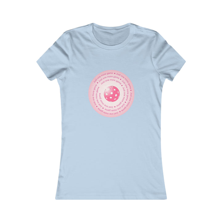 Just One More Game-Pink Women's Slim-Fit Premium Cotton T-Shirt - Great Pickleball Stuff