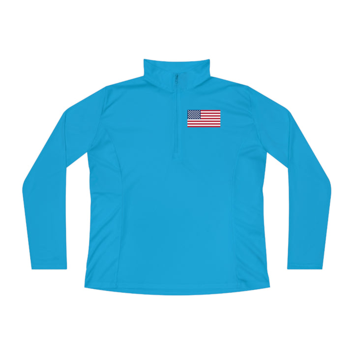 Pickleball Stars Flag Women's Moisture-Wicking Quarter-Zip Pullover - Great Pickleball Stuff