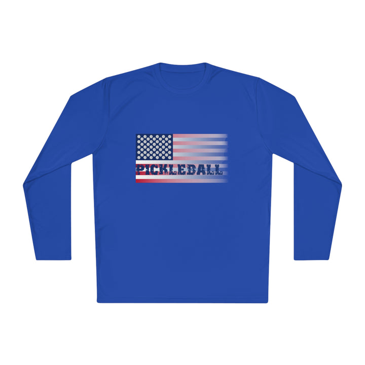 Pickleball Flag (Faded) Unisex Moisture-Wicking Long Sleeve Tee - Great Pickleball Stuff