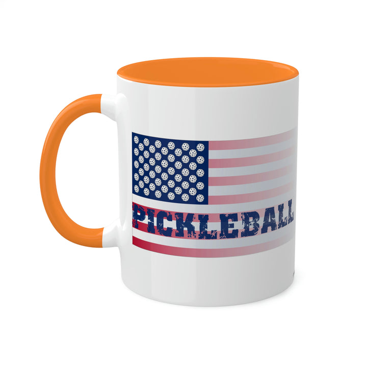 Pickleball Flag-Faded Coffee Mug-Great Pickleball Stuff