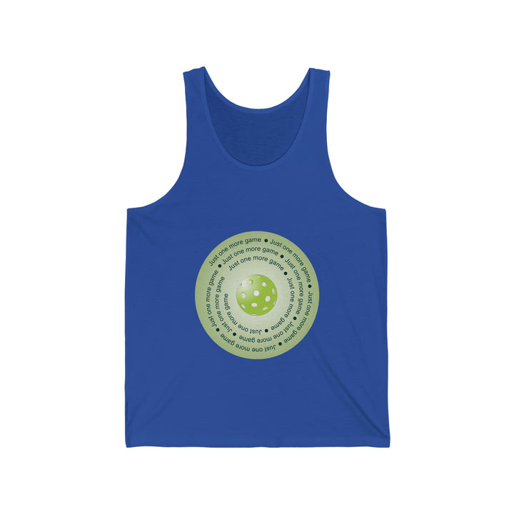 Just One More Game-Green Unisex Cotton Tank - Great Pickleball Stuff