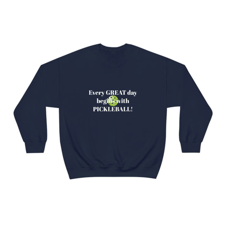 Every Great Day Begins with Pickleball! Unisex Crewneck Sweatshirt - Great Pickleball Stuff