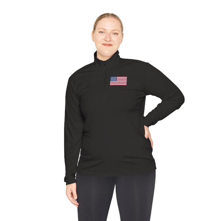 Pickleball Stars Flag Unisex Moisture-Wicking Quarter-Zip Pullover - Great Pickleball Stuff