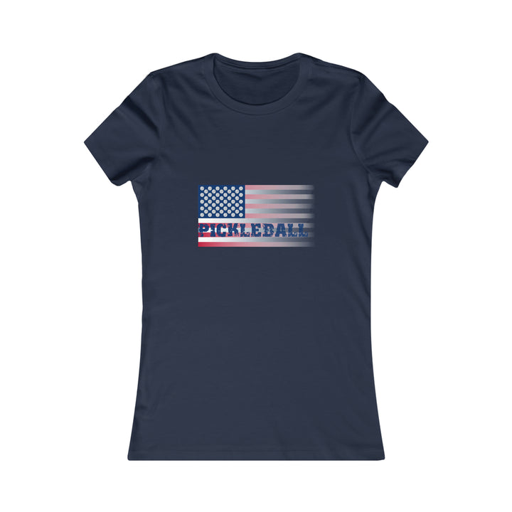 Pickleball Flag (Faded) Women's Slim-Fit Premium Cotton T-Shirt - Great Pickleball Stuff