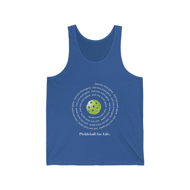 Just One More Game-Spiral Unisex Cotton Tank - Great Pickleball Stuff