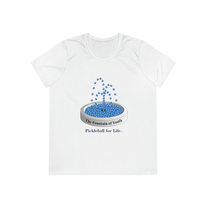 The Pickleball Fountain-Blue Women's Moisture-Wicking T-Shirt - Great Pickleball Stuff