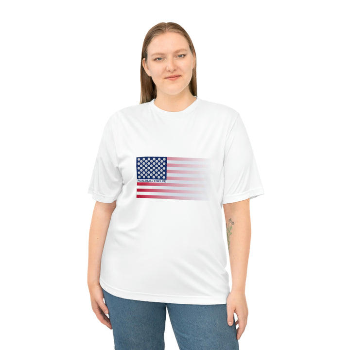 Pickleball for Life Flag (Faded) Unisex Moisture-Wicking T-Shirt-Great Pickleball Stuff