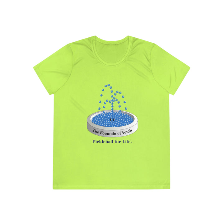 The Pickleball Fountain-Blue Women's Moisture-Wicking T-Shirt - Great Pickleball Stuff