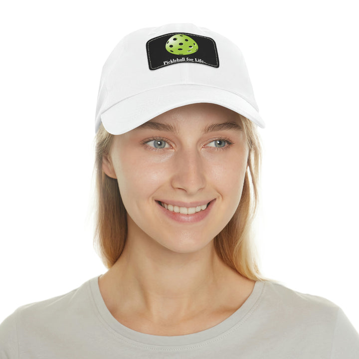 Pickleball for Life-Green Pickleball Cap with Leather Patch - Great Pickleball Stuff