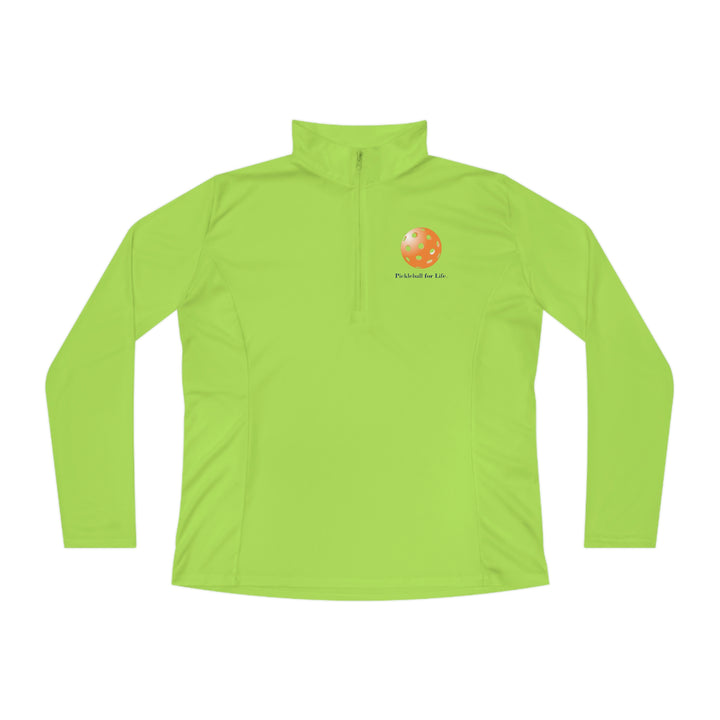 Pickleball for Life-Orange Women's Moisture-Wicking Quarter-Zip Pullover - Great Pickleball Stuff