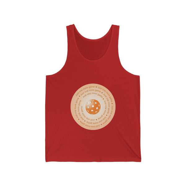 Just One More Game-Orange Unisex Cotton Tank - Great Pickleball Stuff