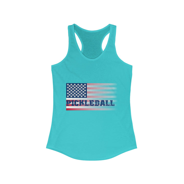 Pickleball Flag (Faded) Women's Racerback Tank - Great Pickleball Stuff