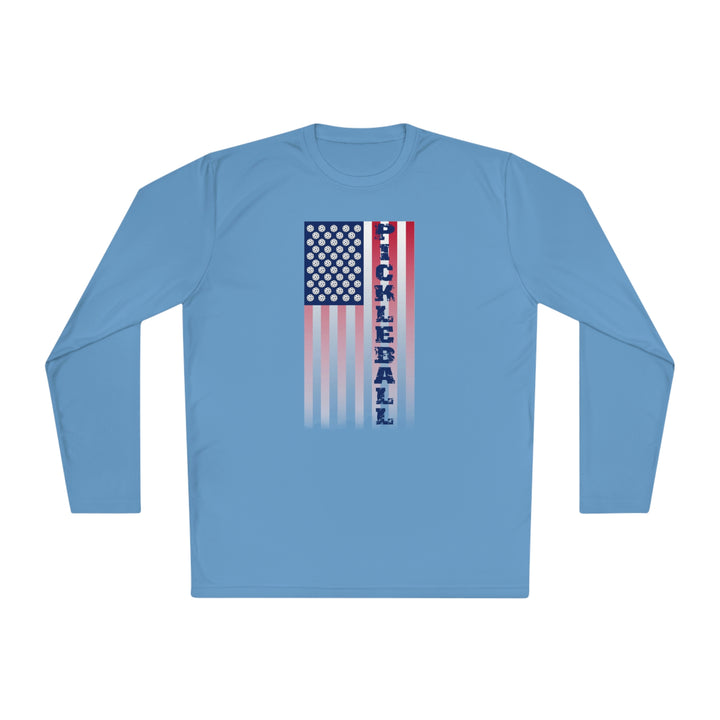 Pickleball Flag Vertical-2 (Faded) Unisex Moisture-Wicking Long Sleeve Tee - Great Pickleball Stuff