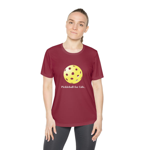 Pickleball for Life-Yellow Women's Moisture-Wicking T-Shirt - Great Pickleball Stuff