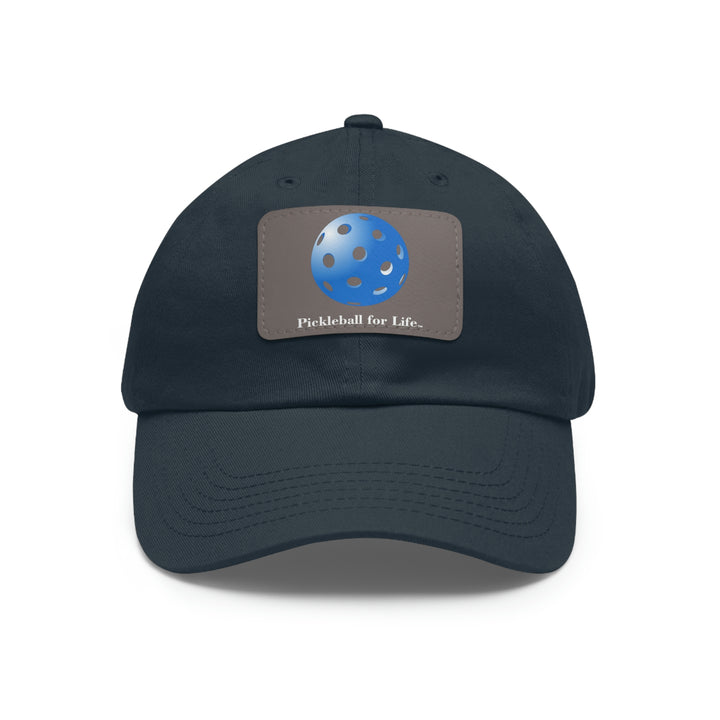 Pickleball for Life-Blue Baseball Cap with Leather Patch - Great Pickleball Stuff