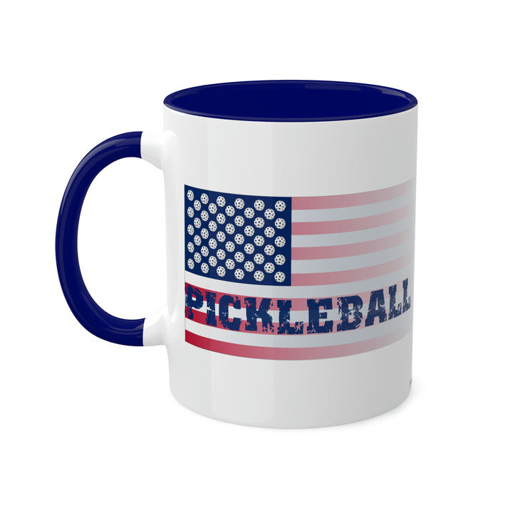 Pickleball Flag-Faded Coffee Mug-Great Pickleball Stuff