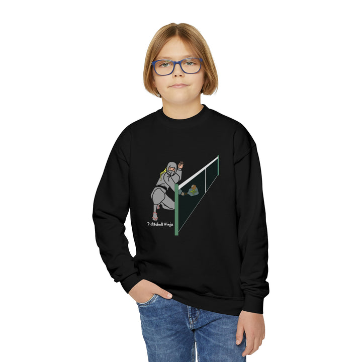 Pickleball Ninja Dinking-Female Youth Crewneck Sweatshirt - Great Pickleball Stuff