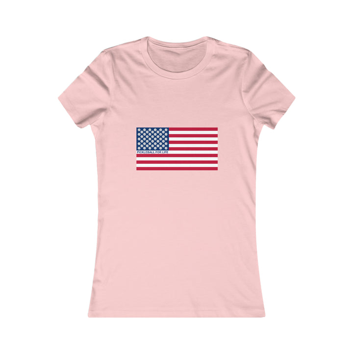 Pickleball for Life Flag Women's Slim-Fit Premium Cotton T-Shirt - Great Pickleball Stuff