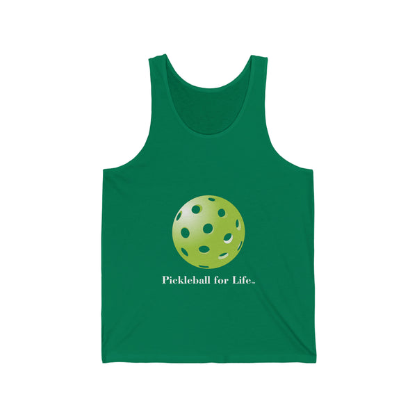 Pickleball for Life-Green Unisex Cotton Tank - Great Pickleball Stuff