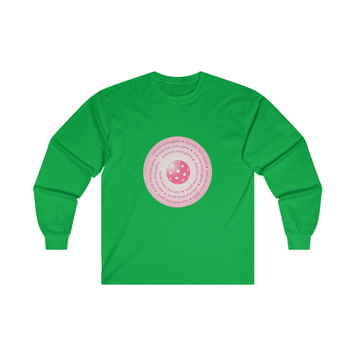 Just One More Game-Pink Ultra Cotton Long Sleeve Tee - Great Pickleball Stuff