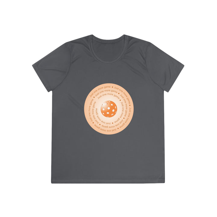 Just One More Game-Orange Women's Moisture-Wicking T-Shirt - Great Pickleball Stuff