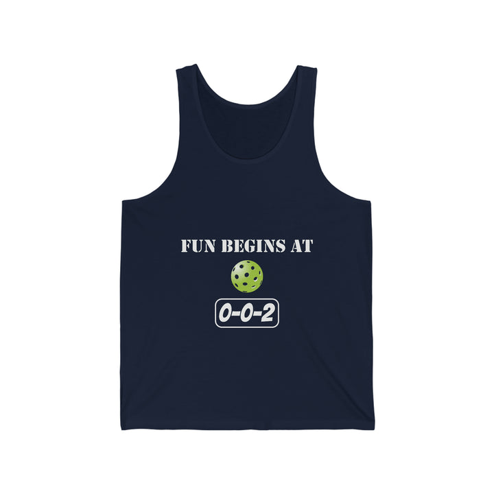 Fun Begins at 0-0-2 Unisex Cotton Tank - Great Pickleball Stuff