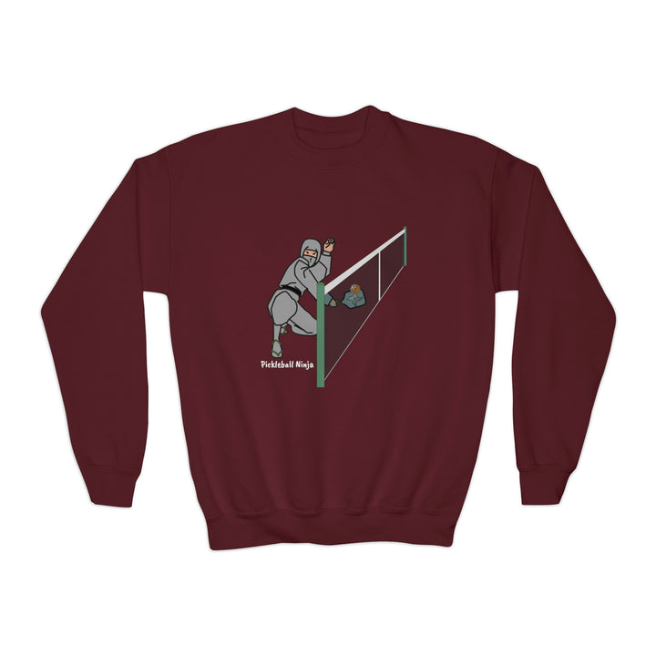 Pickleball Ninja Dinking-Male Youth Crewneck Sweatshirt - Great Pickleball Stuff