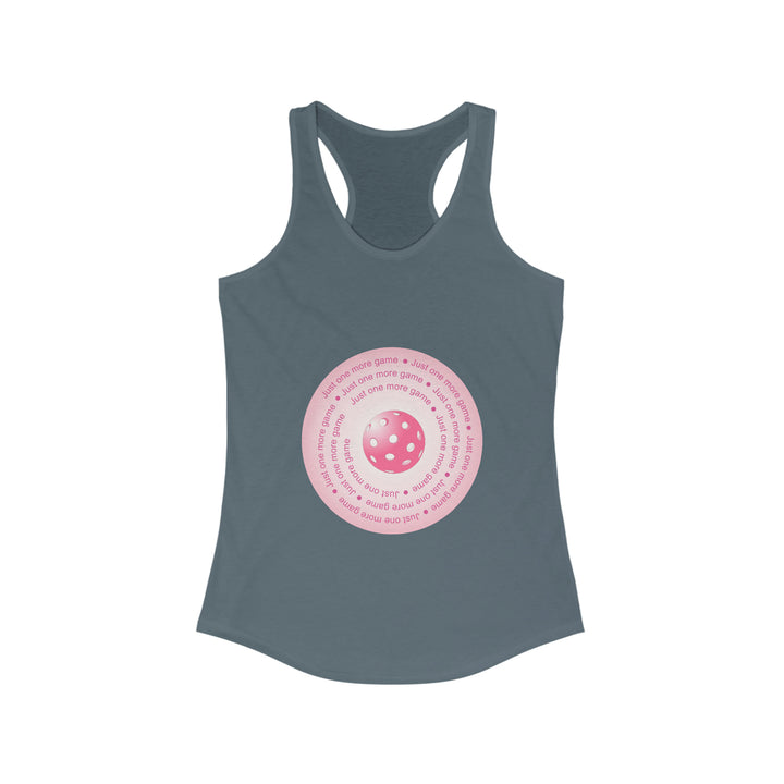 Just One More Game-Pink Women's Racerback Tank - Great Pickleball Stuff