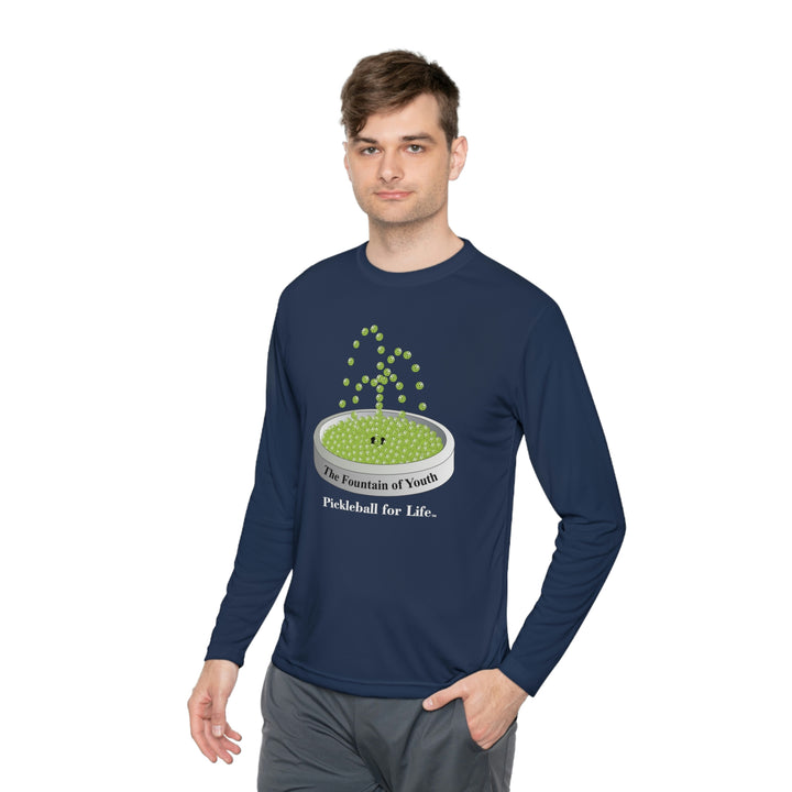 The Pickleball Fountain-Green Unisex Moisture-Wicking Long Sleeve Tee - Great Pickleball Stuff