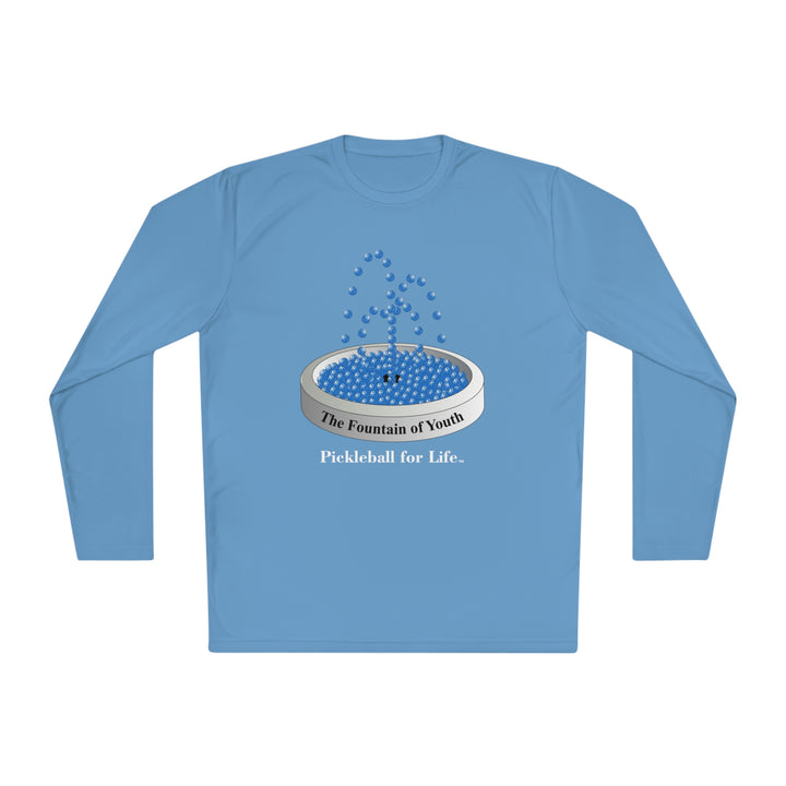 The Pickleball Fountain-Blue Unisex Moisture-Wicking Long Sleeve Tee - Great Pickleball Stuff