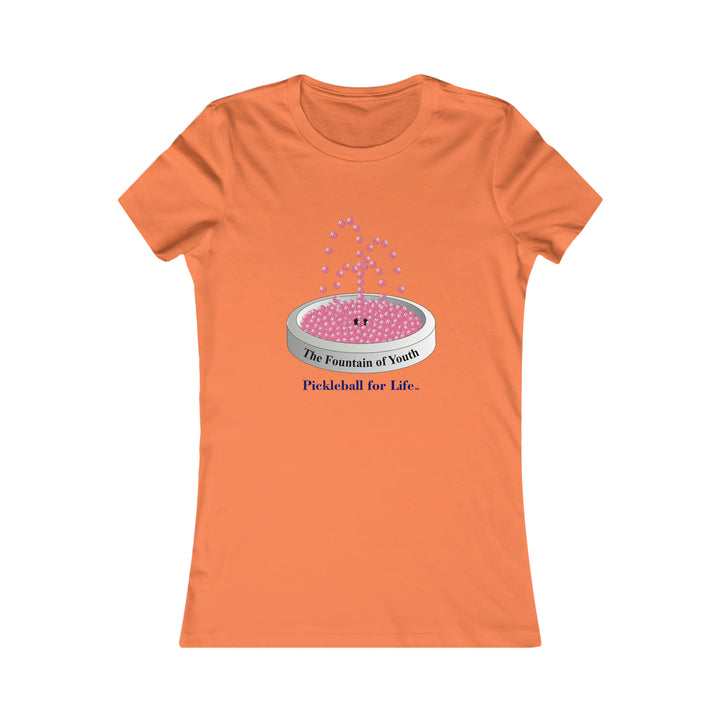 The Pickleball Fountain-Pink Women's Slim-Fit Premium Cotton T-Shirt - Great Pickleball Stuff