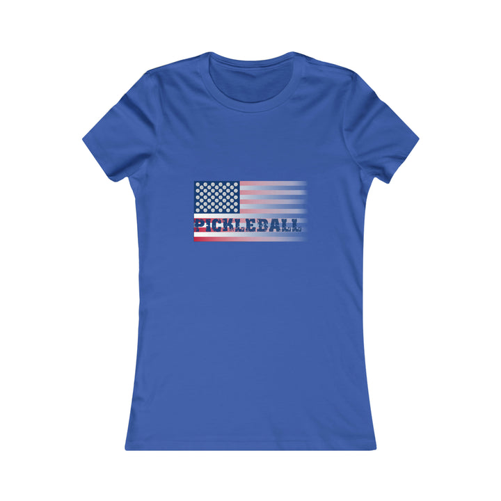 Pickleball Flag (Faded) Women's Slim-Fit Premium Cotton T-Shirt - Great Pickleball Stuff