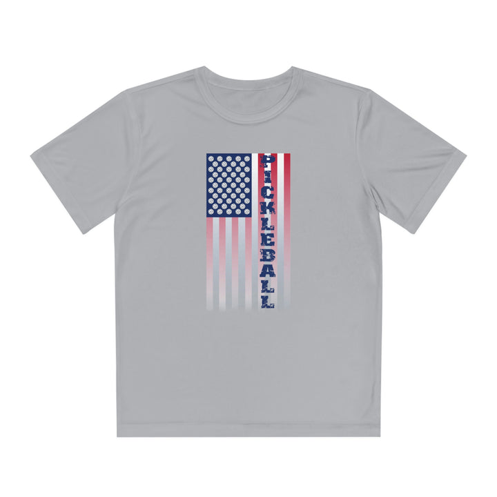 Pickleball Flag Vertical-2 (Faded) Youth Moisture-Wicking T-Shirt - Great Pickleball Stuff