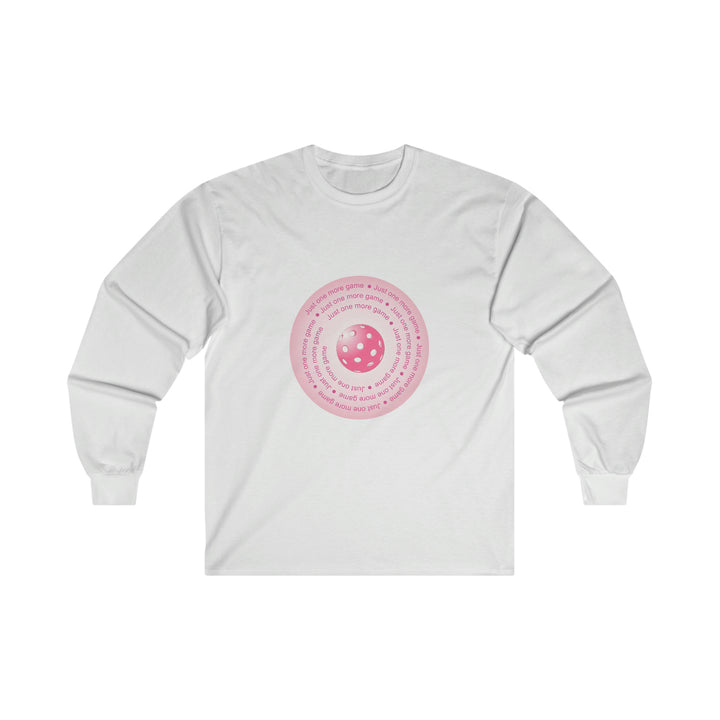 Just One More Game-Pink Ultra Cotton Long Sleeve Tee - Great Pickleball Stuff