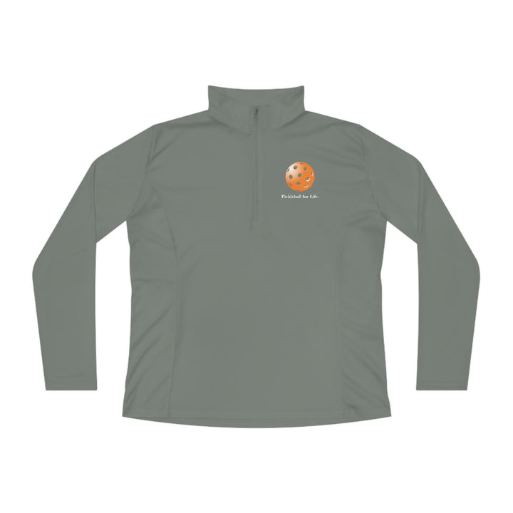 Pickleball for Life-Orange Women's Moisture-Wicking Quarter-Zip Pullover - Great Pickleball Stuff