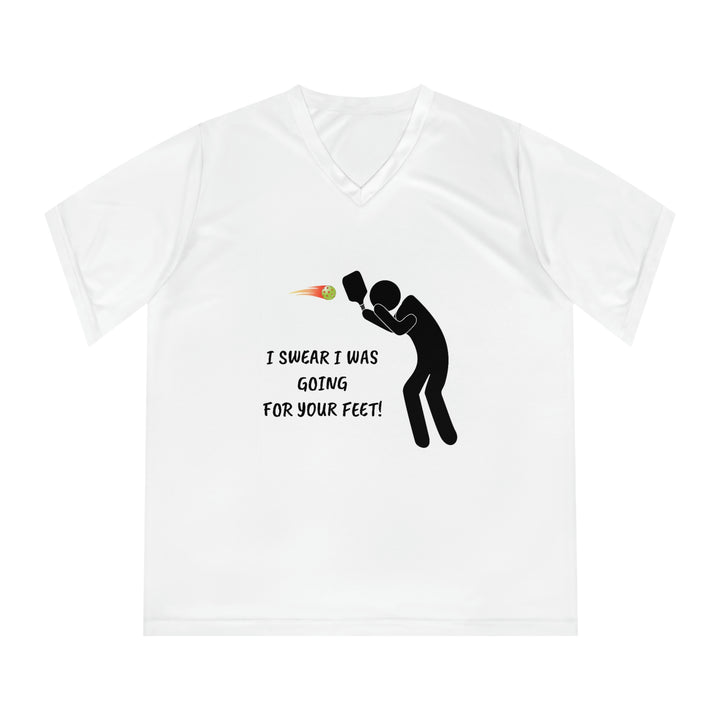 I Swear I Was Going For Your Feet! Women's Moisture-Wicking V-Neck T-Shirt - Great Pickleball Stuff