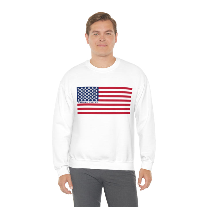 Pickleball for Life Flag Unisex Crewneck Sweatshirt - Great Pickleball Stuff