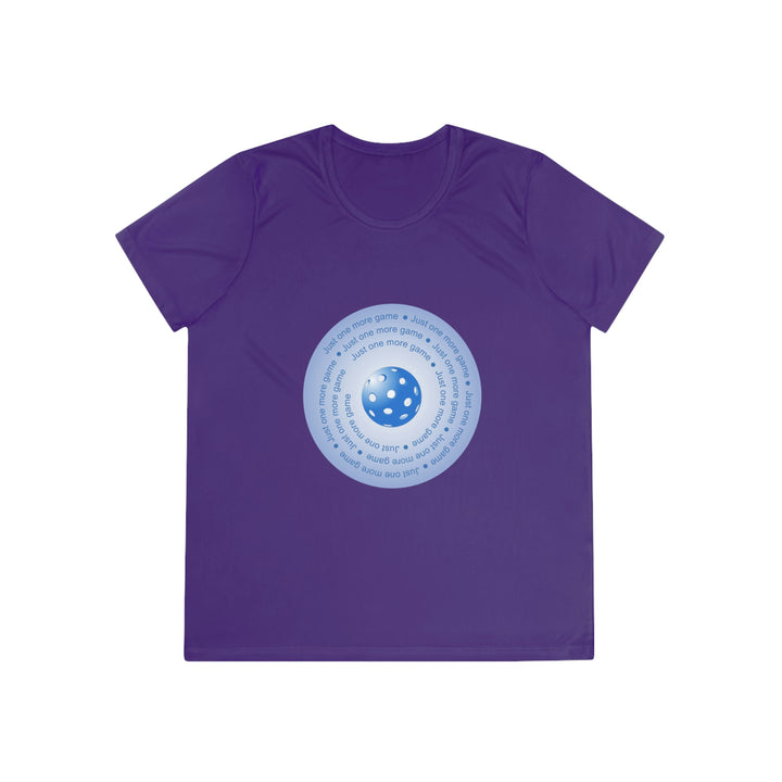 Just One More Game-Blue Women's Moisture-Wicking T-Shirt - Great Pickleball Stuff